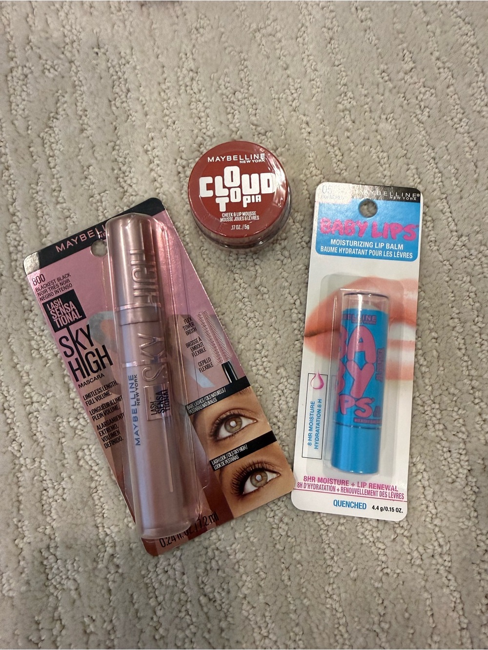 Maybelline bundle. New sealed. Never used sky high cloudtopia baby lips $31